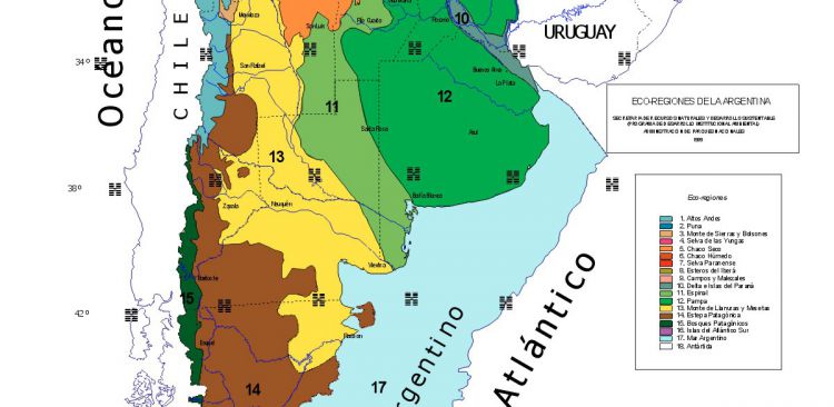 Mapa de Ecorregiones de Argentina.